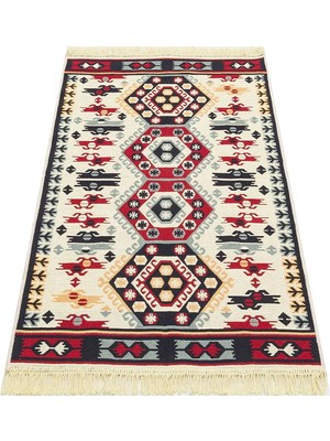 Eko Halı Arya Ar 30 Red %100 Geri Dönüşümlü Pamuktan Çift Taraflı Yıkanabilir Modern Dekoratif Kilim