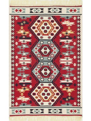 Eko Halı Arya Ar 30 Red %100 Geri Dönüşümlü Pamuktan Çift Taraflı Yıkanabilir Modern Dekoratif Kilim