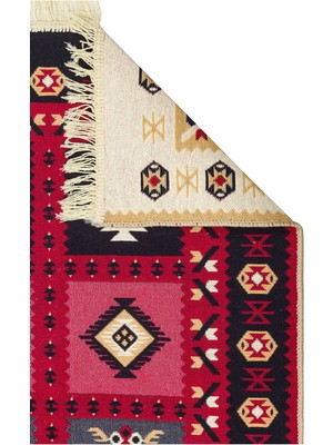 Eko Halı Arya Ar 28 Red %100 Geri Dönüşümlü Pamuktan Çift Taraflı Yıkanabilir Modern Dekoratif Kilim