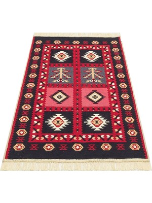 Eko Halı Arya Ar 28 Red %100 Geri Dönüşümlü Pamuktan Çift Taraflı Yıkanabilir Modern Dekoratif Kilim