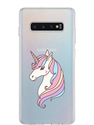 PrintiFy Samsung Galaxy S10 Plus Kapak Sevimli Karakterler Tasarımlı Şeffaf Silikon Kılıf