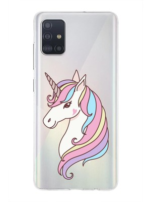PrintiFy Samsung Galaxy A51 Uyumlu Kapak Sevimli Karakterler Tasarımlı Şeffaf Silikon Kılıf