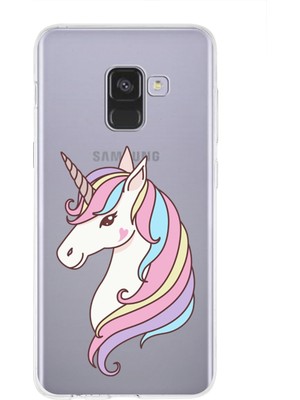 PrintiFy Samsung Galaxy A8 2018 Uyumlu Kapak Sevimli Karakterler Tasarımlı Şeffaf Silikon Kılıf