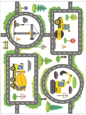 STY Home Trafik Çocuk Oyun Halısı Kaymaz Makinede Yıkanabilir Eğitici Bebek ve Çocuk Odası Halısı Oyun Matı