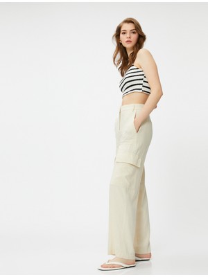 Koton Kargo Pantolon Keten Karışımlı Cepli