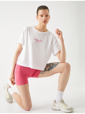 Koton Baskılı Crop Spor Tişört Relax Fit