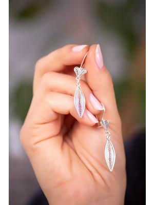 Sümer Telkari İşlemeli Başak Tasarım Gümüş Küpe 2587