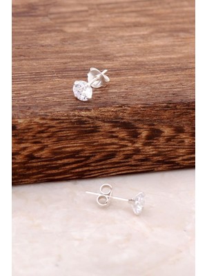 Tek Taş 5 Mm Gümüş Küpe 1788