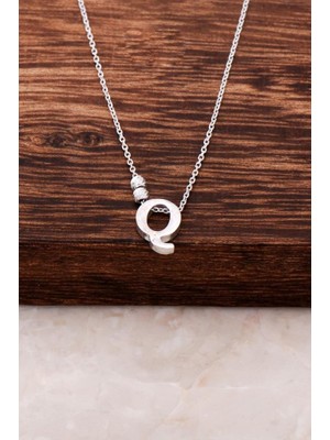 Sümer Telkari Q Harfli Tasarım Gümüş Kolye 3855