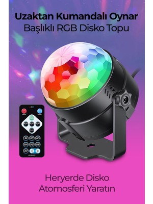 DEMPOWER Oynar Başlıklı Kumandalı Rgb Disko Topu