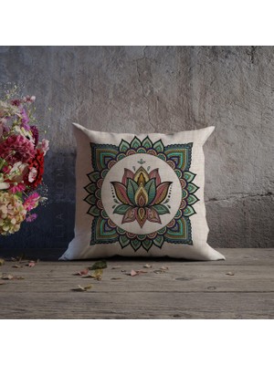 Lia Store Mandala Desenli Çift Taraflı Dekoratif Kırlent Kılıfı