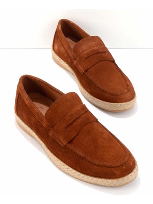 Bambi Taba Süet Leather Erkek Loafer Ayakkabı E01902459802