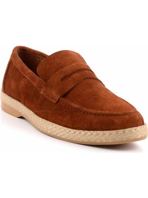 Bambi Taba Süet Leather Erkek Loafer Ayakkabı E01902459802