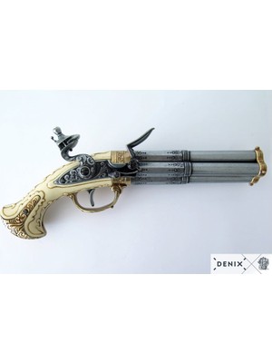 Denix Koleksiyon Grubu-Revolvıng 4 Barrel Flıntlock Pıstol, France 18TH. C.-JDNX1310
