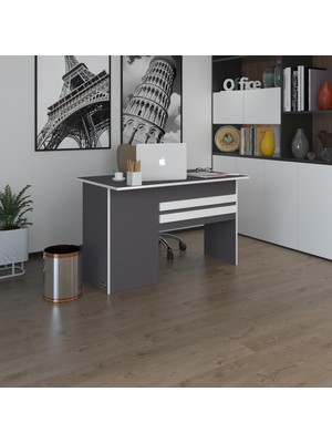 Kenzlife ofis masası kamikaze gri sağ 75*150*60 kilitli kapaklı dolap şeritli bilgisayar çalışma masası