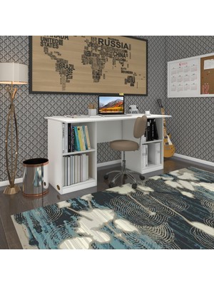 Kenzlife ofis masası masi oka byz 75*170*80 raflı dolap çiftli bilgisayar çalışma masası