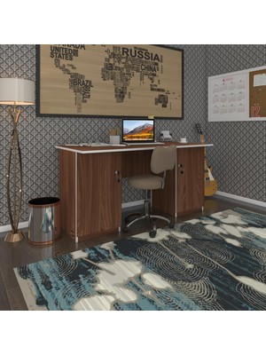Kenzlife ofis masası masi oka cvz 75*150*80 kilitli kapaklı dolap çiftli bilgisayar çalışma masası