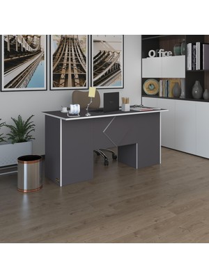 Kenzlife ofis masası kuma kengo gri 75*170*80 raflı dolap çiftli eşkenar bilgisayar çalışma masası