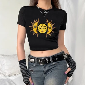 Touz Moda Sun And Moon Siyah Crop