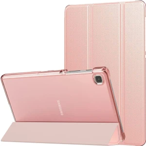 MTK Moveteck Samsung Galaxy Tab A7 Lite 8.7 Inç SM-T220 Tablet Kılıfı Akıllı Smart Uyku Modlu Katlanabilir Şeffaf Renkli Arka Kapak