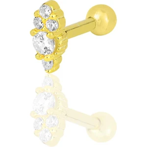 Söğütlü Silver Gümüş Altın Yaldızlı Zirkon Taşlı Tragus Helix Piercing Küpe