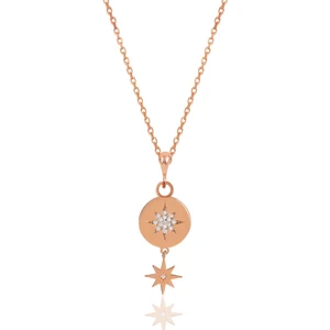 Söğütlü Silver Gümüş Rose Zirkon Taşlı Kuzey Yıldızı Kolye