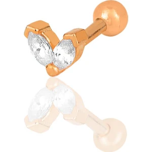 Söğütlü Silver Gümüş Rose Zirkon Iki Taşlı Tragus Helix Piercing Küpe