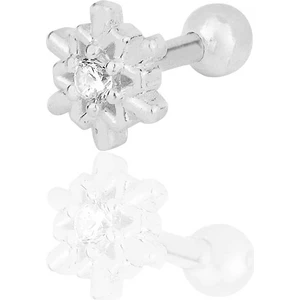 Söğütlü Silver Gümüş Rodyumlu Zirkon Taşlı Kar Tanesi Tragus Helix Piercing Küpe