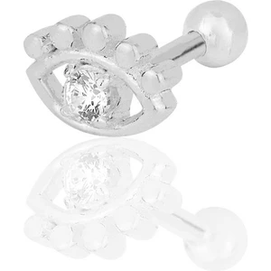 Söğütlü Silver Gümüş Rodyumlu Zirkon Taşlı Kirpikli Göz Modeli Tragus Helix Piercing Küpe