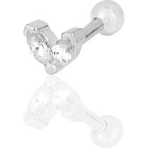 Söğütlü Silver Gümüş Rodyumlu Zirkon Iki Taşlı Tragus Helix Piercing Küpe