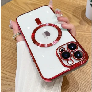 Cover Center  Iphone 14 Pro Max Uyumlu Kılıf Kamera Lens Korumalı Renkli Manyetik Magsafe Özellikli Şeffaf Kross