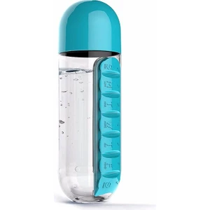 Haftalık Ilaç Organizerli Plastik Su Şişesi 600 ml