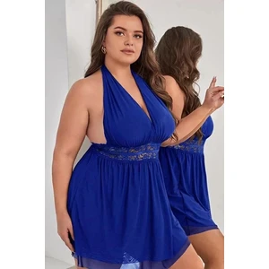 Renkli Fırsatlar Renklifirsatlar Bel Dekolteli Saks Battal Gecelik Takım 2xl/3xl