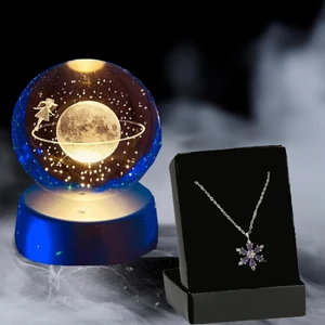 Dolunay Işıklı Küre, Lotus Çiçeği Kolye Hediye Seti