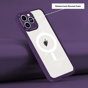 Apple iPhone 13 Pro Max Kılıf Magsafe Guard Silikon Kılıf (Kablosuz Şarj Destekli) Derin Mor