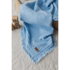 Bebek Mavisi 4Katlı Müslin Battaniye 110x110cm %100 Pamuk 4 Katlı Müslin Bebek Battaniye Müslin Battaniye Çocuk Müslin Örtü AĞIZ MENDİLİ HEDİYE