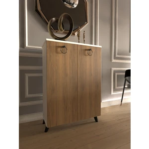 BGR Mobilya Beyaz-Ahşap  Iki Kapaklı Ayakkabılık