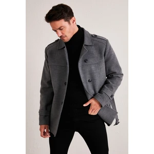 Slim Fit Cepli Pamuklu Kaşe Kaban Erkek Kaban 5841015