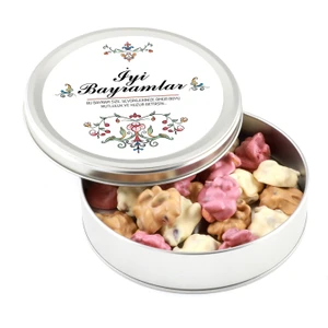 Bayram Hediyesi Karışık Antep Fıstıklı Roş Çikolata (Metal Kutu)