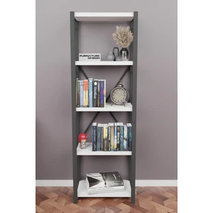 Metal Kitaplık 5 Raflı Dekoratif Kitaplık Beyaz