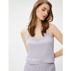 Pijama Üstü Atlet Ince Askılı Dantelli Fitilli