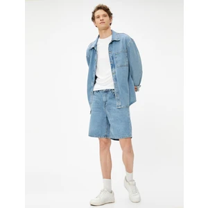 Oversize Kot Şort Düğmeli 5 Cepli Pamuklu