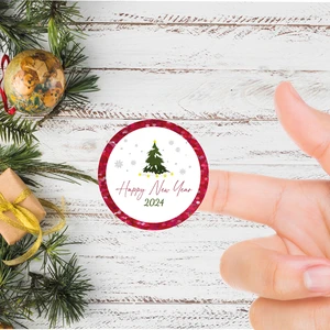 Tuğset Etiket Happy New Year Sticker Mutlu Yıllar Etiket 4 cm 70 Adet Yeni Yeni Yıl Yılbaşı