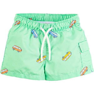 Gold Class Kidswear Erkek Çocuk Araba Desenli Yeşil Deniz Şortu