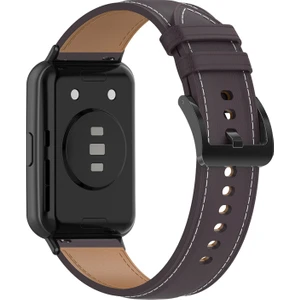 Huawei Watch Fit 2 Deri Akıllı Saat Kayışı Yedek Ayarlanabilir Bilek Bandı - Dark Purple (Yurt Dışından)
