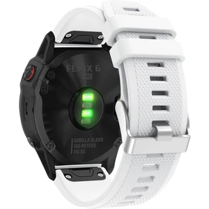 Garmin Fenix ​​7x/6x Safir Gps/6x Pro/6x Gps/5x Gps/5x Artı Silikon Spor Saat Band Gümüş Toka ile Ayarlanabilir Saat Kayışı - Beyaz (Yurt Dışından)