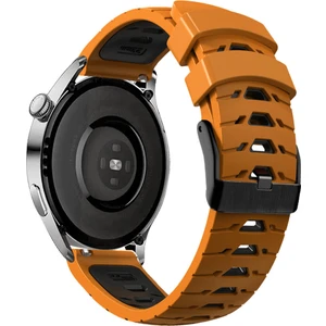 Huawei Için Gt Runner/garmin Venu 2/vivoaktif 4 Trapezoid Üç Sıralı Delik Saat Kayış Çift Renkli Silikon Bilek Band - Turuncu/siyah (Yurt Dışından)