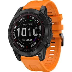 Garmin Fenix ​​7 / Fenix ​​6 Pro / 5 / Amazffit Falcon Için Esnek Silikon Saat Band Tokalı Şık Bilek Kayışı - Turuncu (Yurt Dışından)