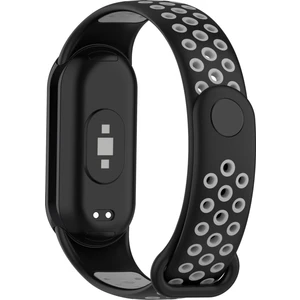 Xiaomi Smart Band 8 Silikon Saat Bantları Silikon Konektörlü Çift Renkli Spor Kayışı - Siyah+Gri (Yurt Dışından)