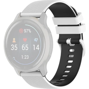 Garmin Venu2 Plus / Vivoactive 3 / Vivomove Sport Silikon Silyon Saat Band Saati 20MM - Beyaz / Siyah (Yurt Dışından)
